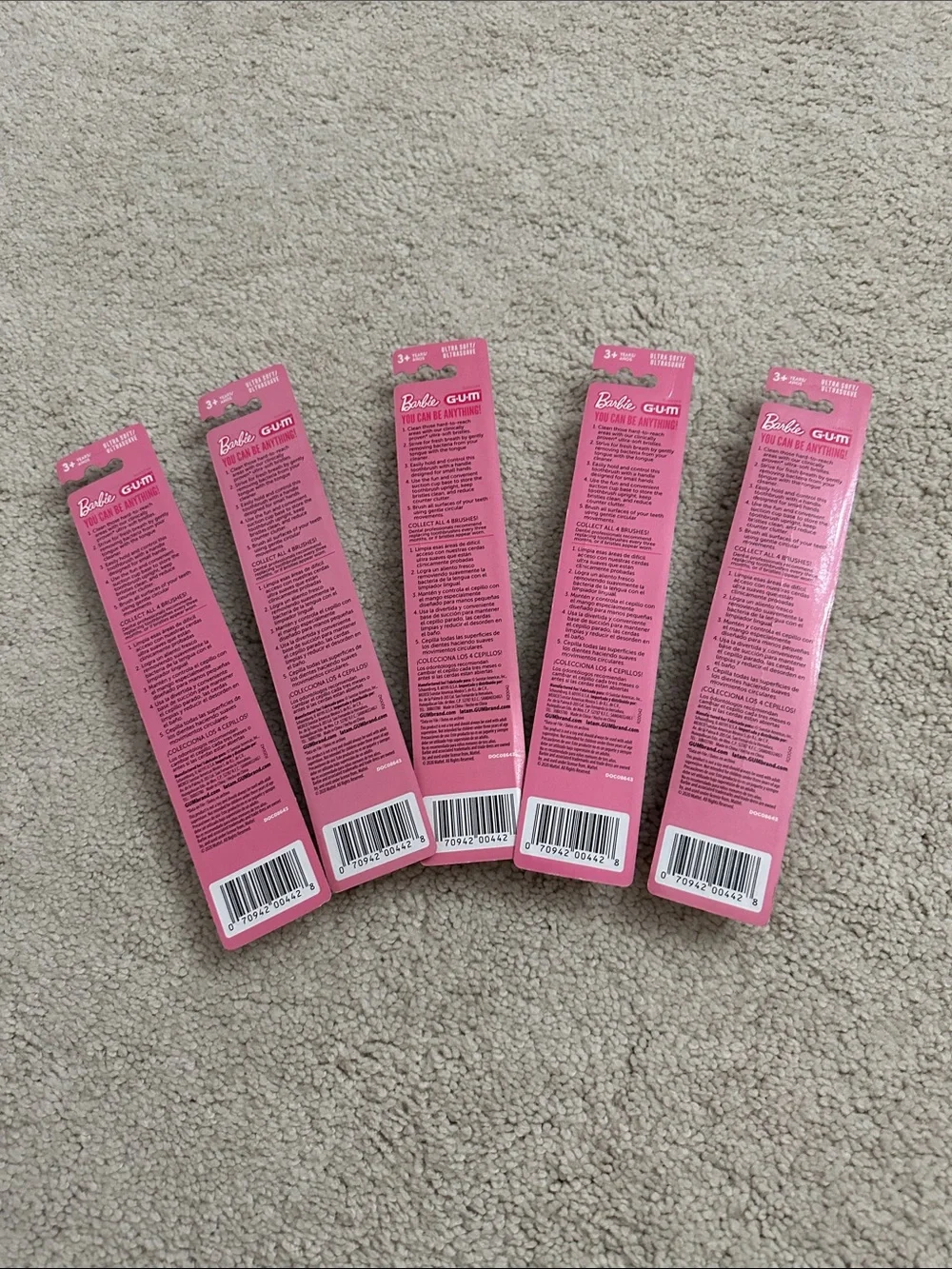 Barbie Kids Toothbrushes Pack with Pink Handles